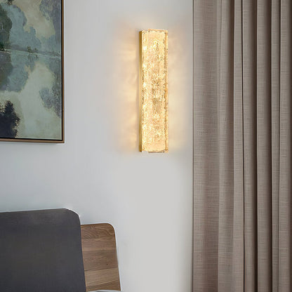 Brass Ice Resin Linear LED Wall Sconce 3000K 24W/36W Modern Luxury Indoor 2 Heights
