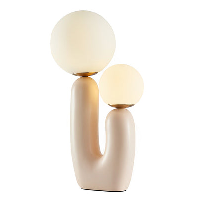 Modern Table Lamp Cactus Sculptural Resin 2 Light G9 Globe Shades Nordic Beige Warm White 3000K Bedside Accent 18 Inch