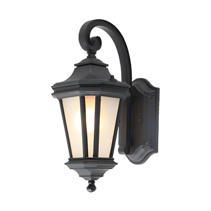 European Style Outdoor Wall Lantern Black Frosted Glass E27 2 Sizes Waterproof