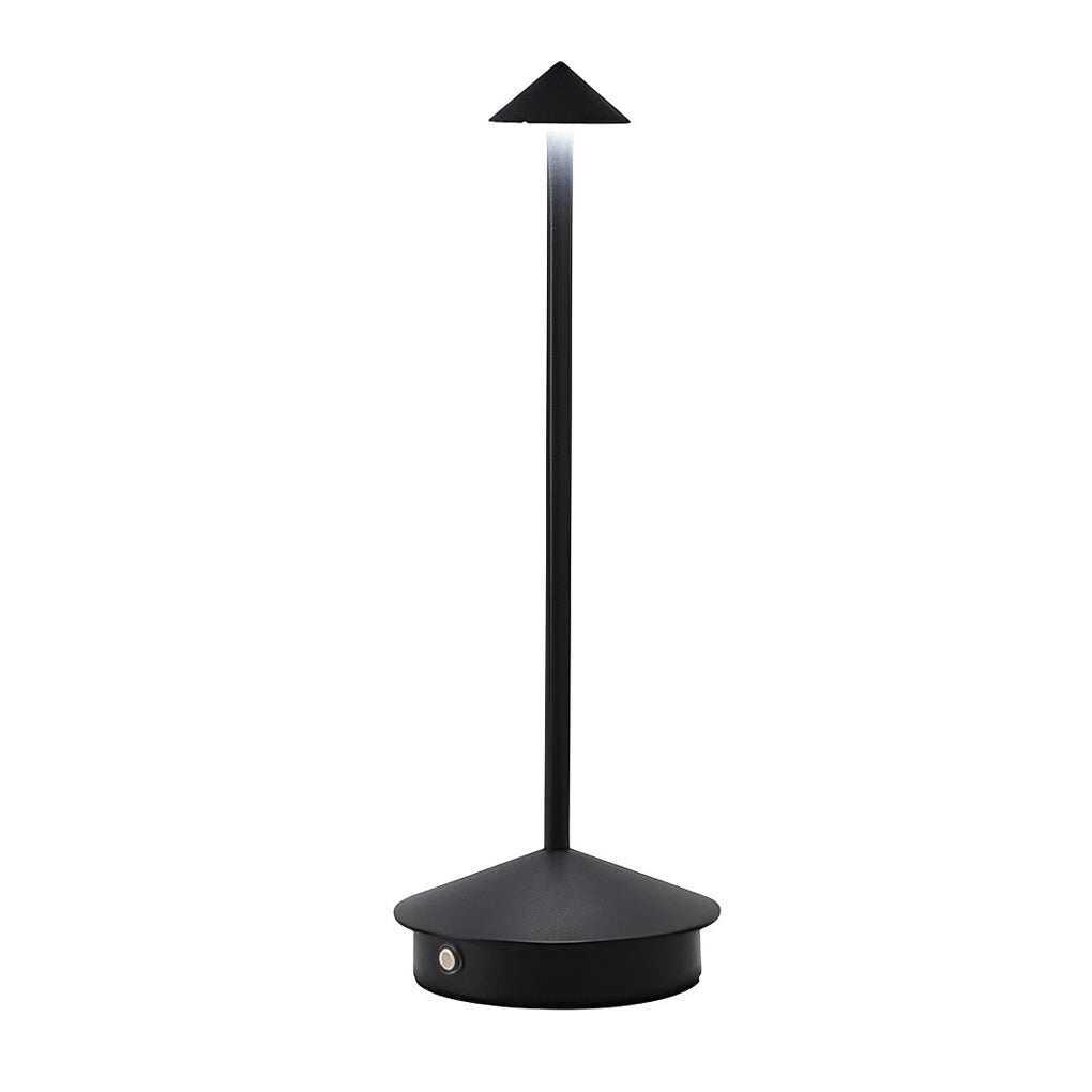 Rechargeable Mushroom Table Lamp Slim Aluminum Pina Cordless Touch Stepless Dimming 12H Black or Gold
