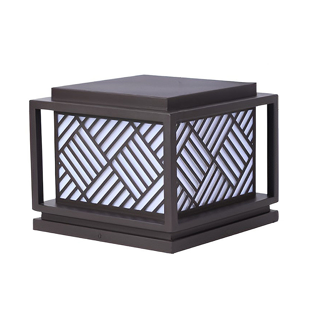 Modern Diamond Lattice Galvanized Steel Acrylic Solar or Hardwired Outdoor Pillar Light Waterproof 4 Sizes Villa Courtyard