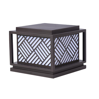 Modern Diamond Lattice Galvanized Steel Acrylic Solar or Hardwired Outdoor Pillar Light Waterproof 4 Sizes Villa Courtyard