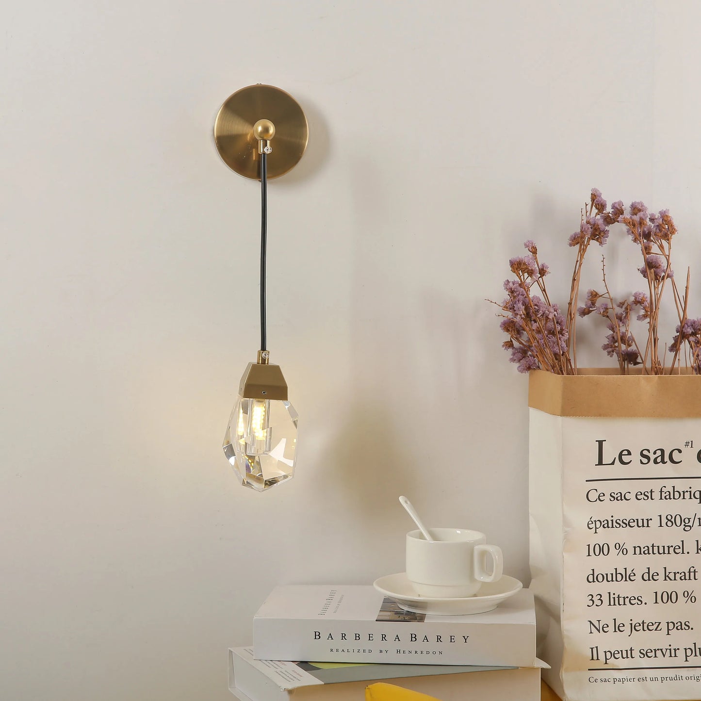 Modern Glass Wall Sconce Gold G9 Minimalist Bedroom Living Room