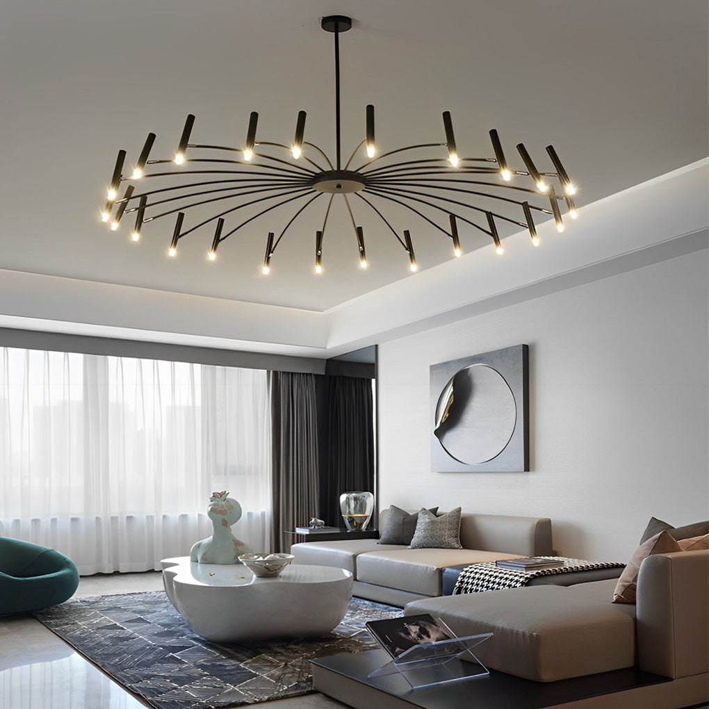 Modern Adjustable Metal LED Chandelier Minimalist Linear Ceiling Light