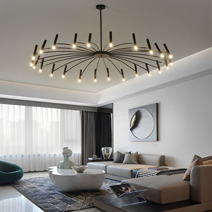 Modern Adjustable Metal LED Chandelier Minimalist Linear Ceiling Light