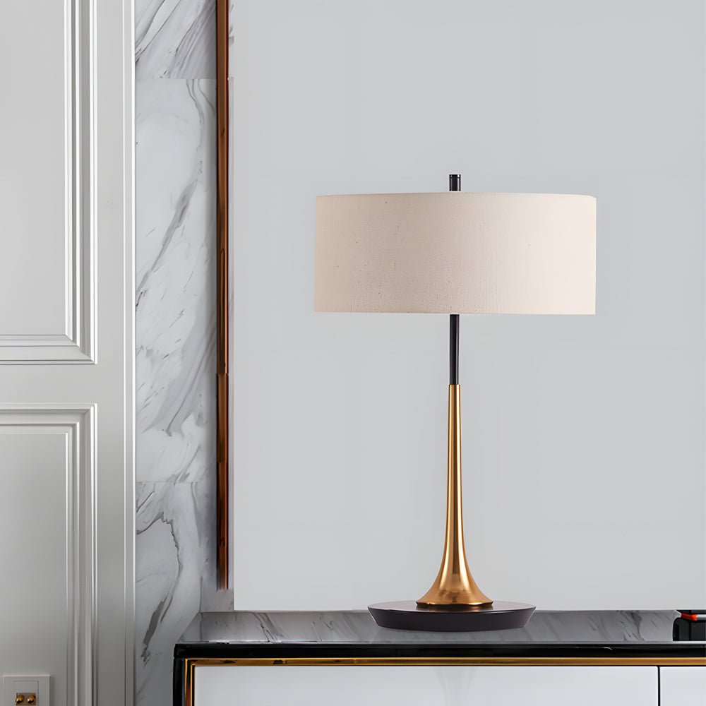 Teardrop Table Lamp Electroplated Iron Cylindrical Fabric Shade G9 LED 3000K Black or Gold