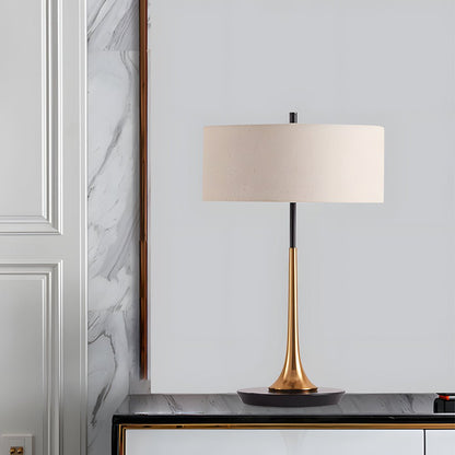 Teardrop Table Lamp Electroplated Iron Cylindrical Fabric Shade G9 LED 3000K Black or Gold