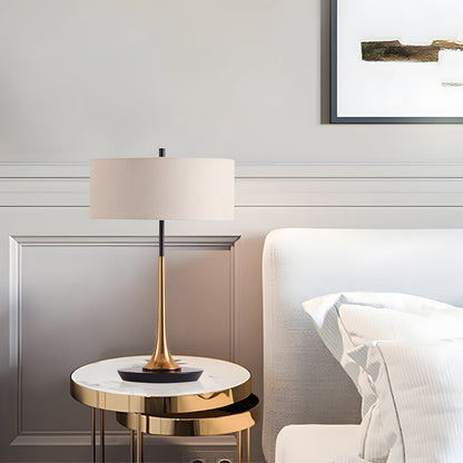 Teardrop Table Lamp Electroplated Iron Cylindrical Fabric Shade G9 LED 3000K Black or Gold