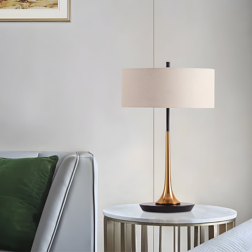 Teardrop Table Lamp Electroplated Iron Cylindrical Fabric Shade G9 LED 3000K Black or Gold