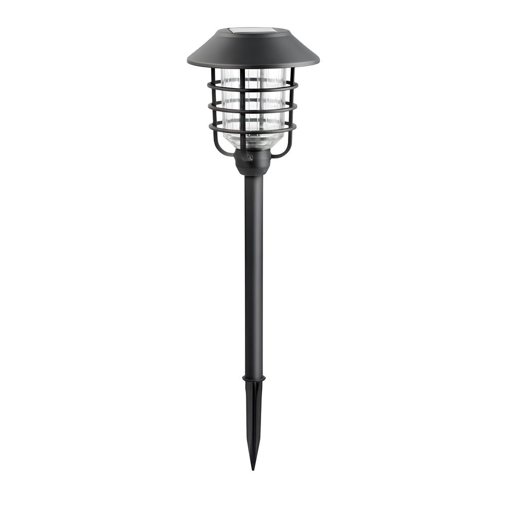 Solar Pathway Lights Stainless Steel Hat Top Wire Ring Shade Garden Stake 22.8 Inch
