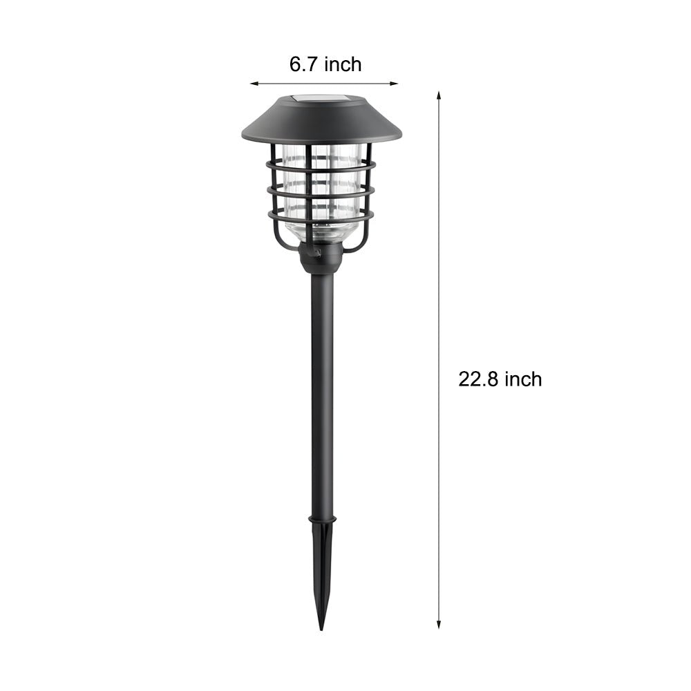 Solar Pathway Lights Stainless Steel Hat Top Wire Ring Shade Garden Stake 22.8 Inch