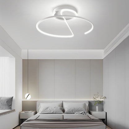 Semi-Circle Dome Semi-Flush Mount Ceiling Light — Modern Streamlined Metal Silicone LED White Black 16 20 24 Inch