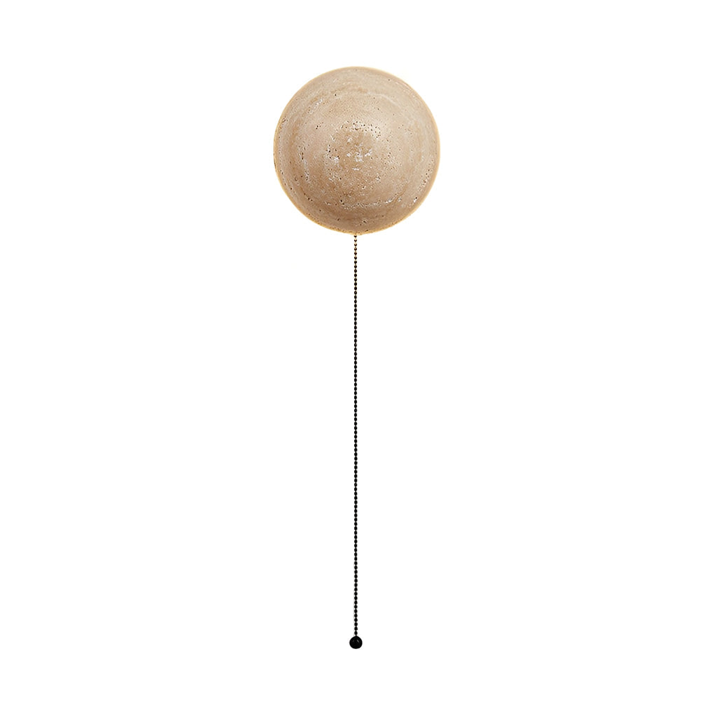 Japanese Travertine Round LED Wall Sconce — Minimalist Stone Wall Lighting