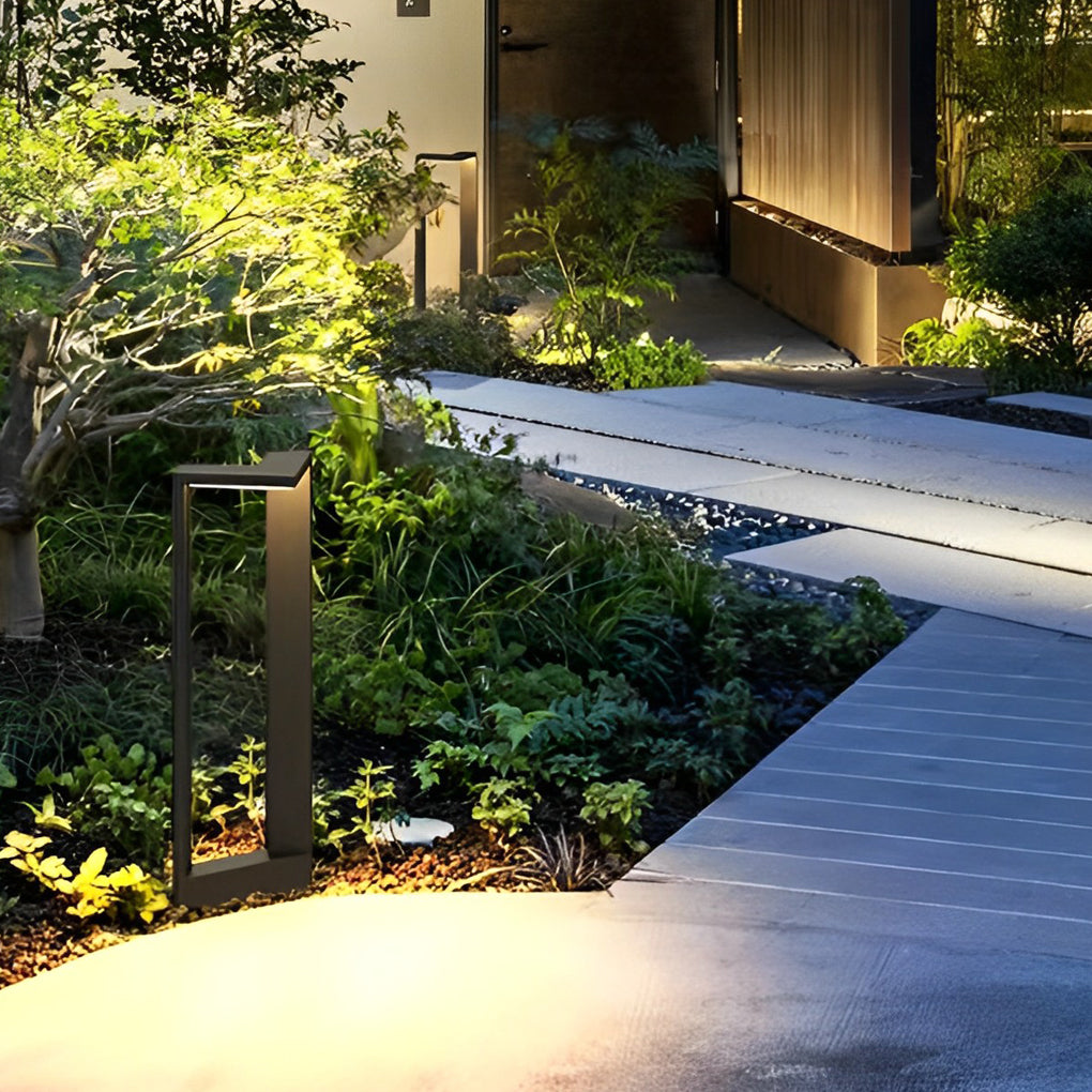 Linear Frame LED Pathway Light Black Aluminum 12W Geometric Outdoor Landscape 3 Heights