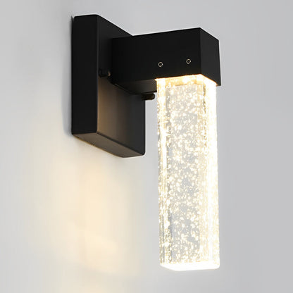 Modern LED Outdoor Wall Sconce Die-Cast Aluminum Crystal Bubble Shade 10W 3000K 90-260V Black