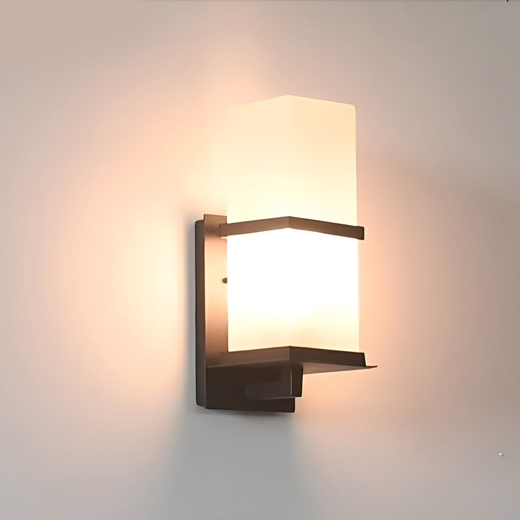 Modern Minimalist Black Outdoor Wall Sconce Frosted Glass E27 IP65 100-265V