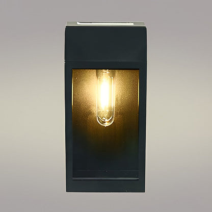 Solar LED Outdoor Wall Sconce Glass Shade Light-Controlled Auto Dusk-to-Dawn Warm White Black Community Park Fence