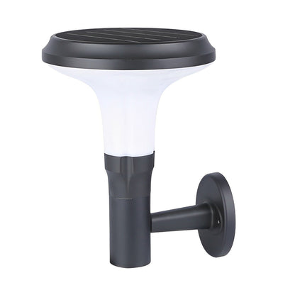 Modern Solar LED Outdoor Wall Sconce Round Flower Aluminum PC Shade IP65 2CCT Black Park Villa Garden