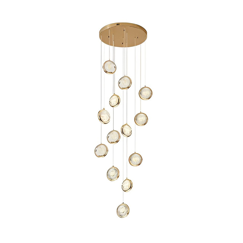 Staircase Chandelier Stainless Steel Gold Gas-Injected Hand-Blown Crystal Globe Cluster Integrated LED Modern Fixed Warm White Five Configurations 8-Light to 36-Light