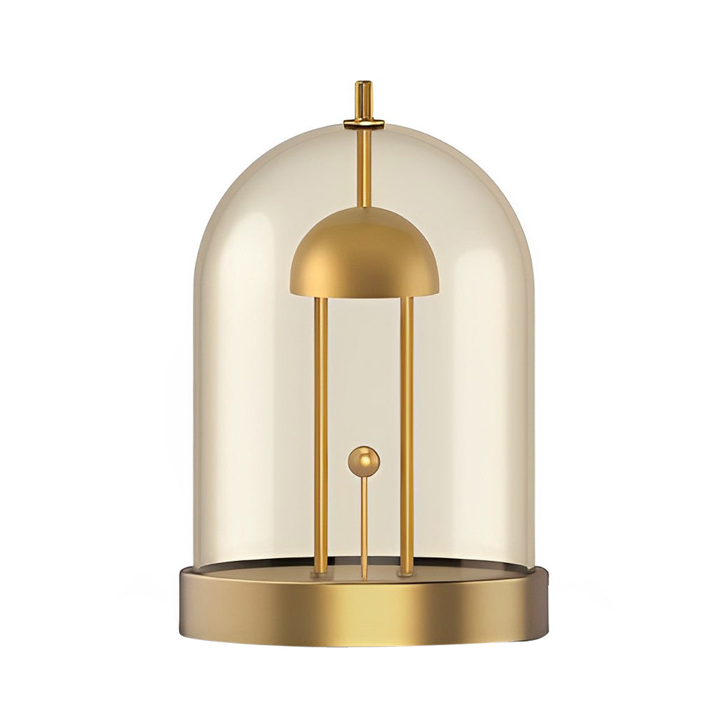 Modern Rechargeable LED Table Lamp Mid Century Smoked Glass Dome Dimmable DIY Detachable Shade Cordless Warm White 3000K Gold Silver Black 9.6 Inch