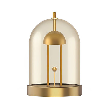 Modern Rechargeable LED Table Lamp Mid Century Smoked Glass Dome Dimmable DIY Detachable Shade Cordless Warm White 3000K Gold Silver Black 9.6 Inch