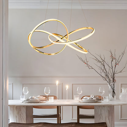 Circular Curved Lines Chandelier Aluminium Silicone LED 3000K 4500K 6000K Gold