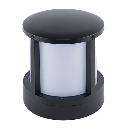 Modern Cylinder Die-Cast Aluminum Acrylic Outdoor Pillar Light Black White Hardwired IP65 700LM Garden Yard