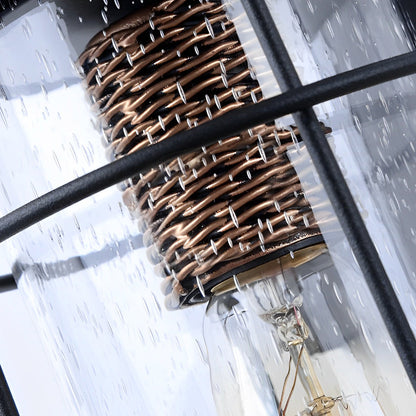 Rustic Outdoor Wall Lantern Iron Bubbles Glass E27 Black Waterproof Industrial Retro Porch 12 Inch