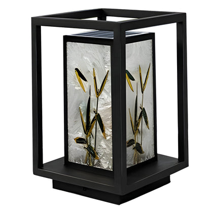 Artistic Solar LED Bollard Light Landscape Pattern Outdoor Pathway Lighting Waterproof Steel Acrylic E27 IP55