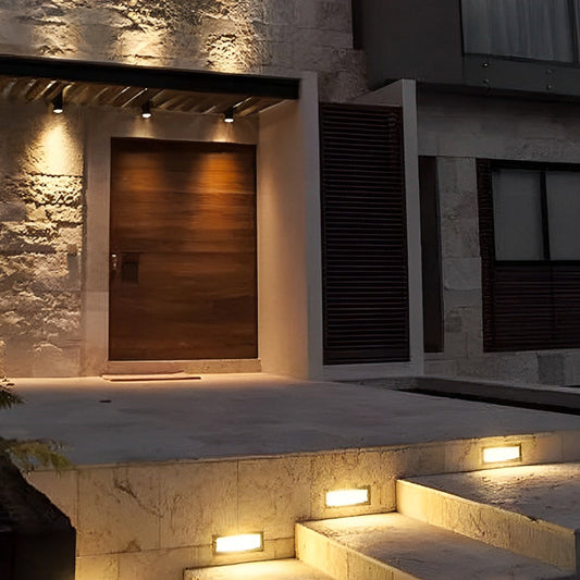 Recessed LED Outdoor Step Light Aluminum Tempered Glass 3 CCT Dual Voltage IP65 Hardwired