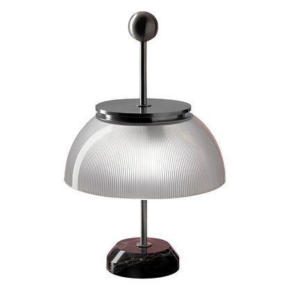 Ribbed Glass Bowl Table Lamp Modern Italian Accent Light with Metal Base Black or Silver 18.9 Inch
