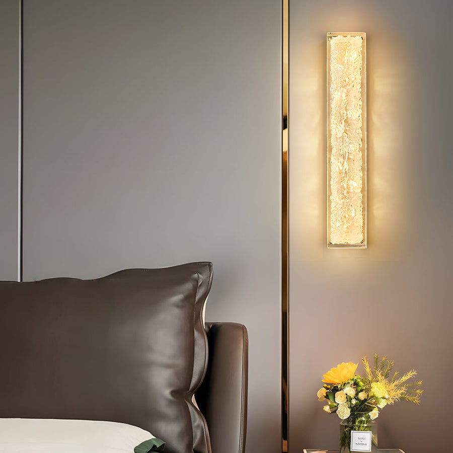 Brass Ice Resin Linear LED Wall Sconce 3000K 24W/36W Modern Luxury Indoor 2 Heights