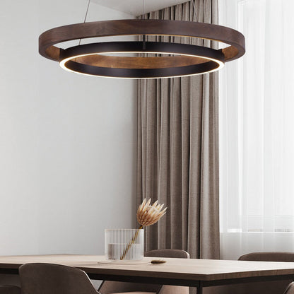 Modern Round LED Ring Chandelier Black Minimalist Ceiling Light for Dining Room and Living Room