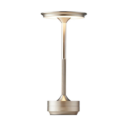 Rechargeable UFO Disc Table Lamp Polished Metal 3-Step Dimming Touch Cordless Gold Silver or Black
