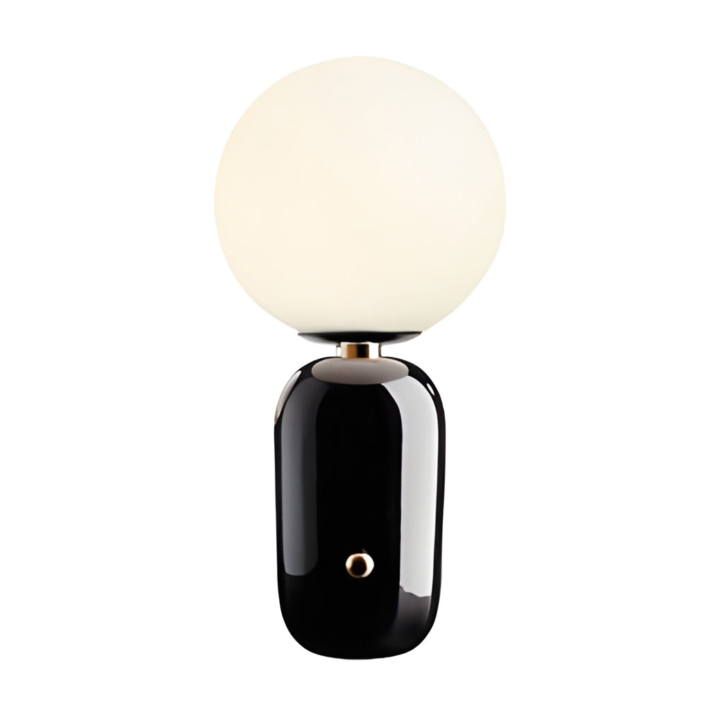 Modern Table Lamp Frosted Glass Globe Electroplated Metal Column Nordic E27 LED Gold Black 3 Sizes Up To 19.3 Inch