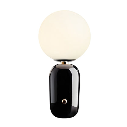 Modern Table Lamp Frosted Glass Globe Electroplated Metal Column Nordic E27 LED Gold Black 3 Sizes Up To 19.3 Inch