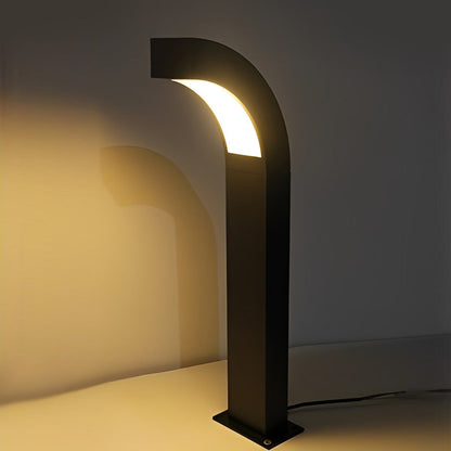 Curved Die-Cast Aluminum LED Path Light Black Minimalist Outdoor Landscape 24'' IP65