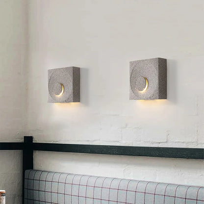 Cement LED Wall Sconce Wabi Sabi Minimalist Bedroom Hallway Frosted