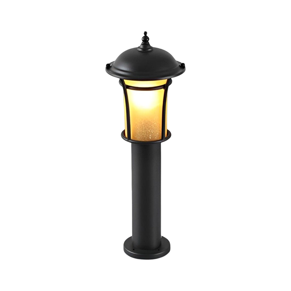 Old England Style Outdoor Garden Post Light Black Iron Handmade Glass LED 3 Heights Yard Path