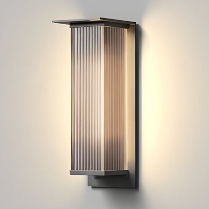 Modern Ribbed Acrylic Outdoor Wall Sconce Solar or Hardwired LED 3 Heights