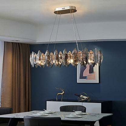 Nordalight Smoke Gray Crystal Chandelier Round Iron Oval K9 LED Modern Nordic