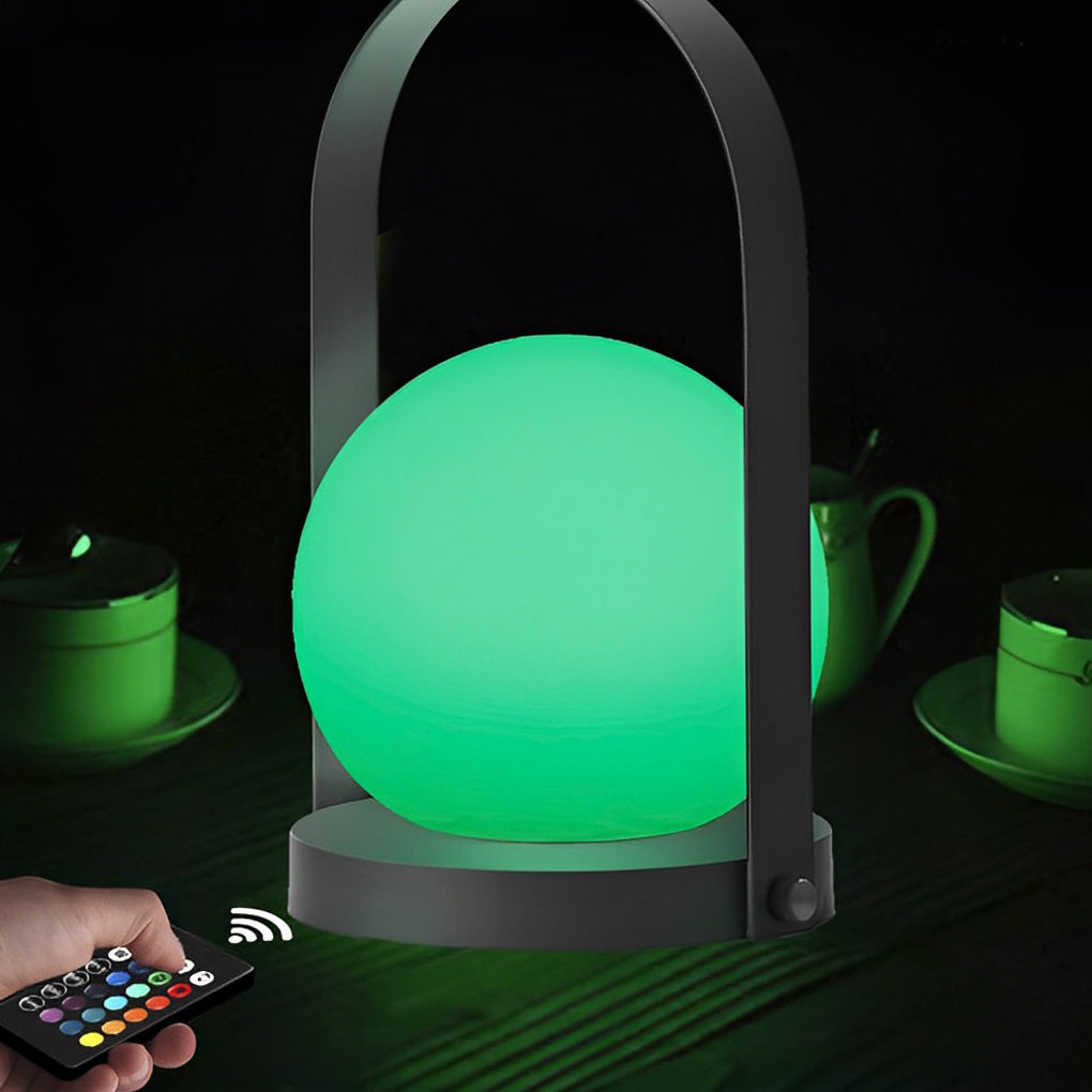 Modern Rechargeable LED Table Lamp Opal Globe Shape RGB Touch Dimmable Remote Control IP65 Black White 10 Inch