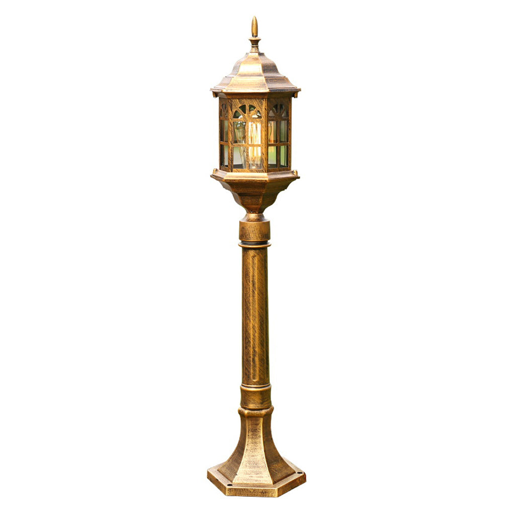 Modern Industrial Slim Post Outdoor Lamp Black or Bronze Die-Cast Aluminum Cylindrical Glass 32 Inch