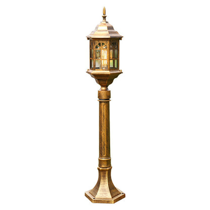 Modern Industrial Slim Post Outdoor Lamp Black or Bronze Die-Cast Aluminum Cylindrical Glass 32 Inch