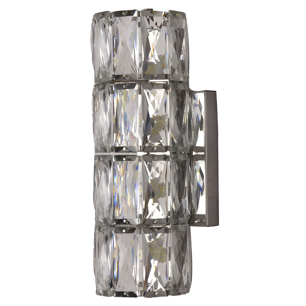 Cylindrical Crystal LED Wall Sconce Stainless Steel G9 3-Step CCT 3000K–6000K 3 Heights Indoor