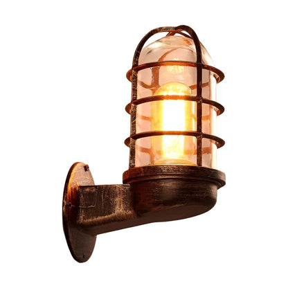 Retro Cage LED Outdoor Wall Sconce Die-Cast Aluminum Glass Black Bronze E27 3000K Indoor Outdoor