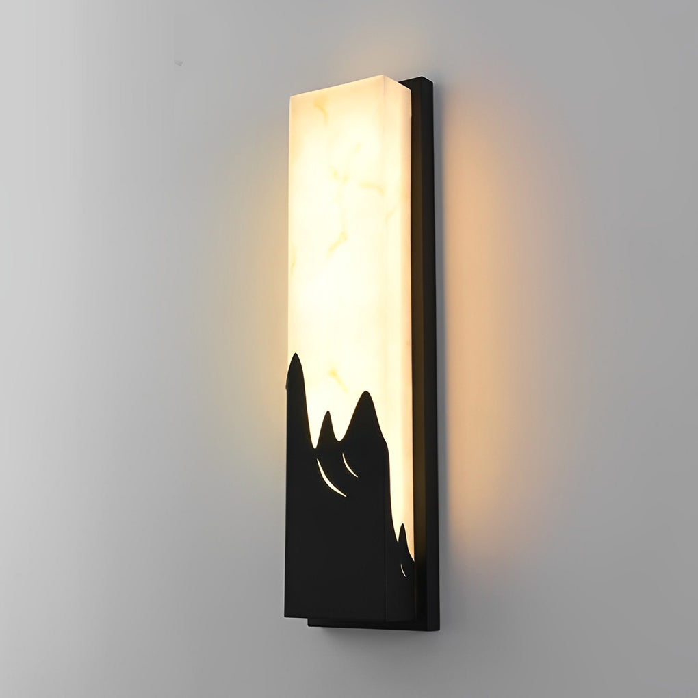 Modern LED Outdoor Wall Sconce Stainless Steel Imitation Marble Mountain Scenery IP65 3000K 2 Sizes