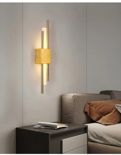 Modern Gold LED Wall Sconce Touch Dimmable Nordic Bedside Bedroom Left Right