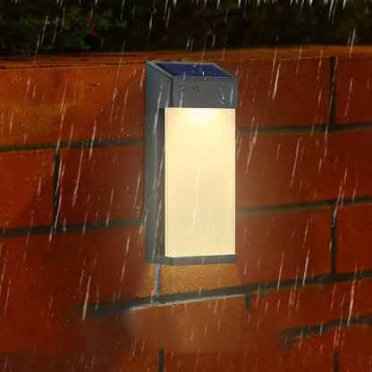 Solar LED Outdoor Wall Sconce Die-Cast Aluminum High Hardness Glass IP44 3000K Warm White Black