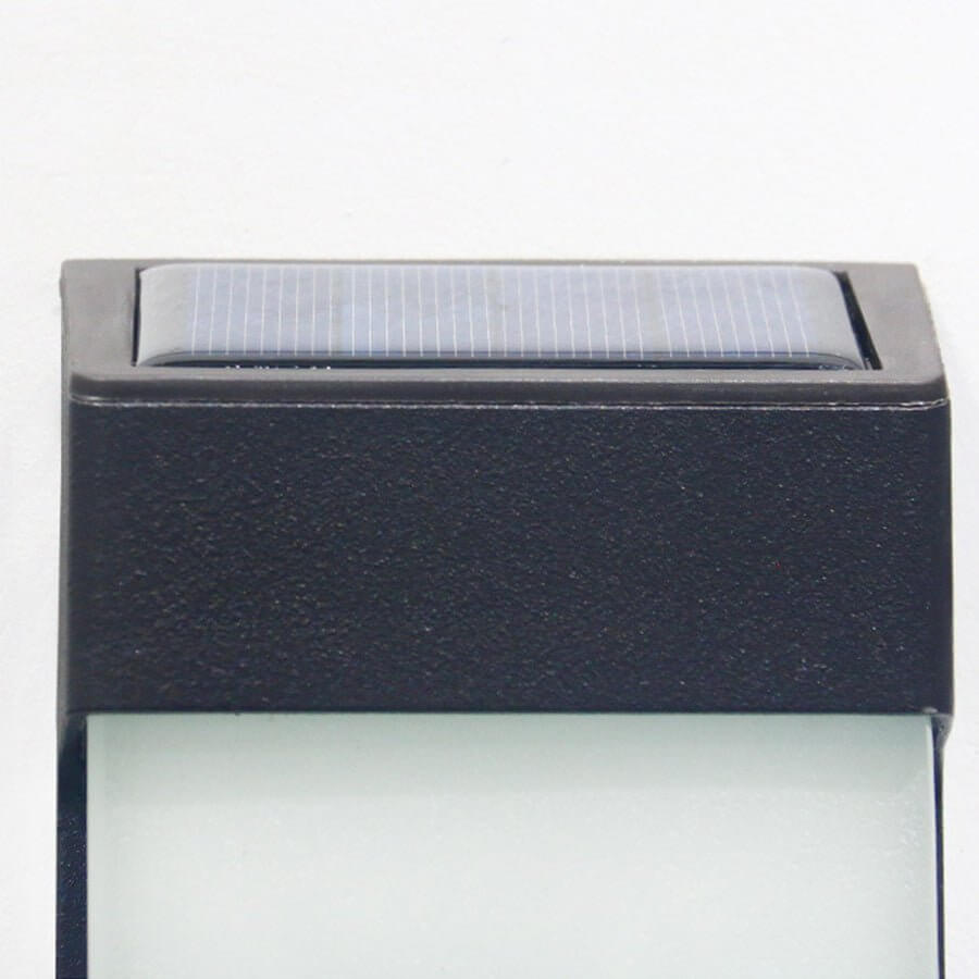 Solar LED Outdoor Wall Sconce Die-Cast Aluminum High Hardness Glass IP44 3000K Warm White Black